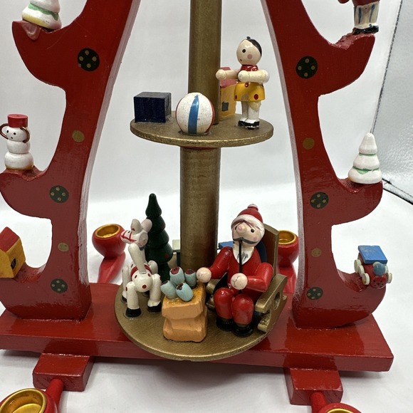 Santa's  Workbench Wood Windmill Christmas Nativity Pyramid 3 Tier Carousel - Picture 5 of 16